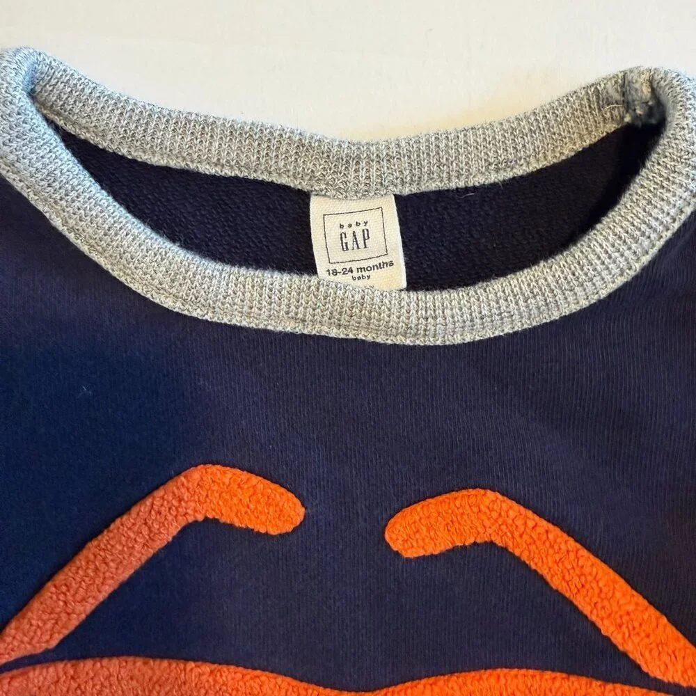 Baby GAP Navy Blue Orange Glasses Cotton Sweatshirt 18-24 MO